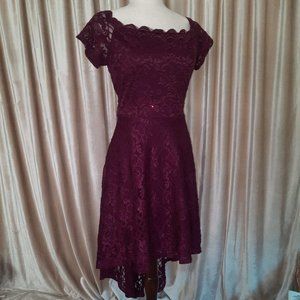 City Triangles Burgundy Lace Dress Sz 11